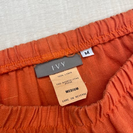 2000's Orange Color Linen Fabric Relaxing Pants
