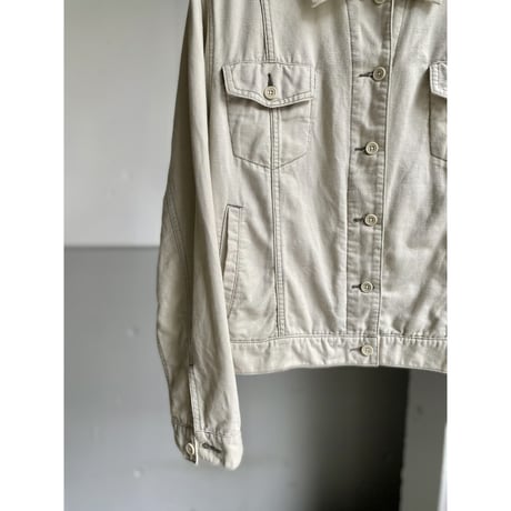 2000's "Eddie Bauer" Linen/Cotton fabric trucker jacket