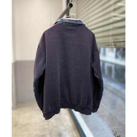 1990's Sun faded & Damaged half zip sweat shirt