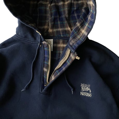 1990's "Nestle" Embroidery logo design half zip hoodie