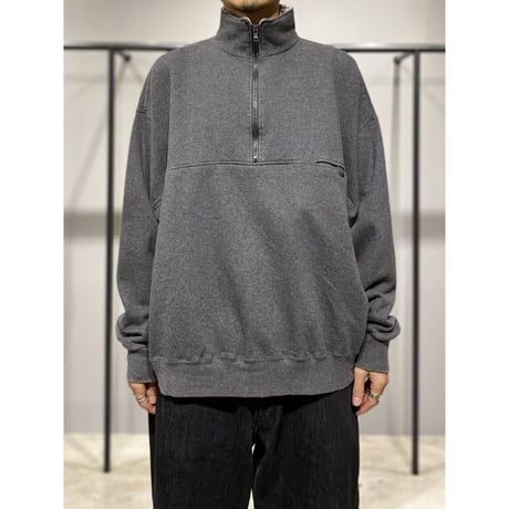 2000's Wide & Short silhouette half zip design sweat shirt