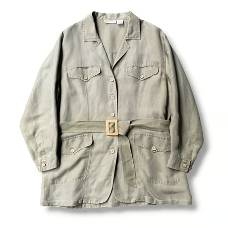 1980's-1990's "ELISABETH A LIZ CLAIBORNE" Linen / Rayon fabric safari jacket