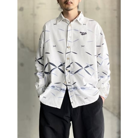 1990's "Reebok" All over printed L/S shirt