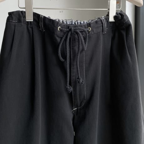 1990's-2000's "Polo by Ralph Lauren" black overdyed wide silhouette cotton 2tuck pants