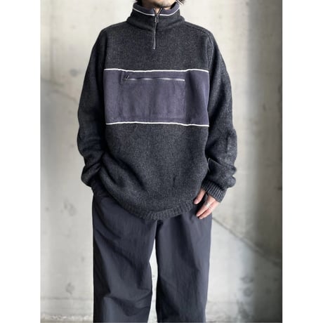 1990's-2000's PORTUGAL made switching design half zip knit sweater