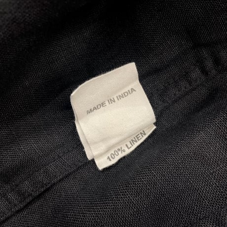 2000's Black linen fabric 4pocket relax pants