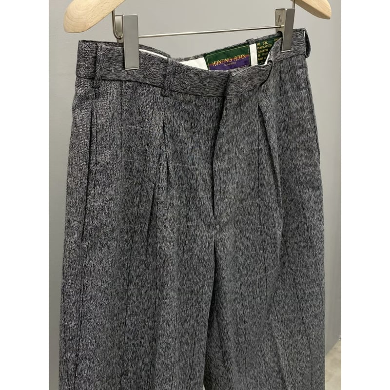 90s ユーロ製 Burtons rayon polyester slacks Italian Dead Stock Fabric】Two-Tucks Wide Baggy Pants