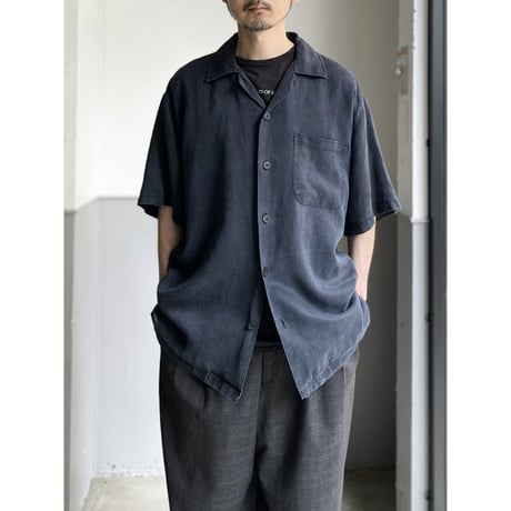 2000's〜 Open collar linen short sleeve shirt