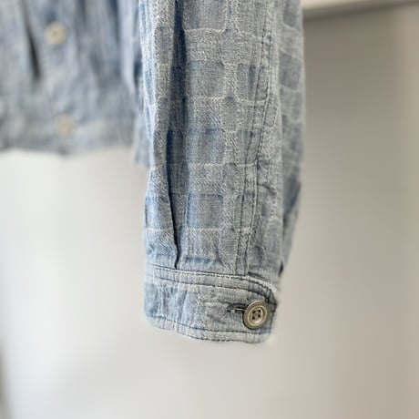 1980's Wide & Short silhouette jacquard fabric jacket