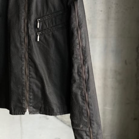 2000's "GUESS" Arm zipper design coated riders jacket