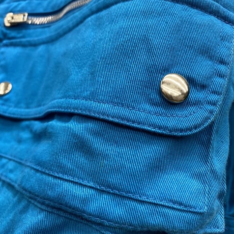 1980's-1990's Turquoise blue multi pocket design jacket