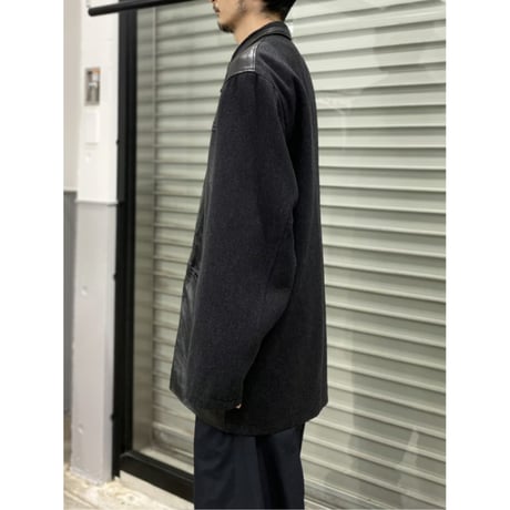 1990's Leather × Knit switching design jacket