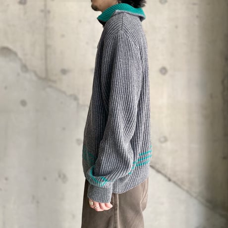 1980's-1990's FRANCE made wool blend half zip knit sweater