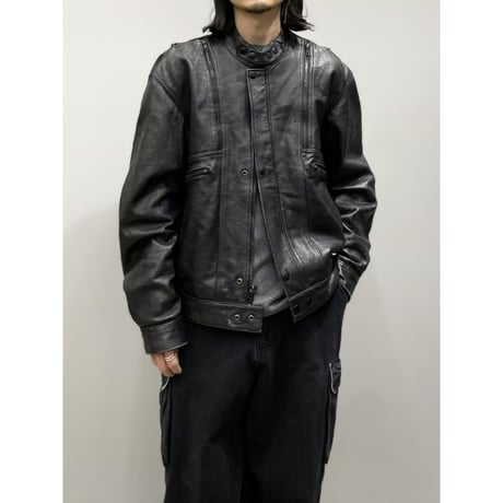 1990's Dual zip design leather motorcycle jacket