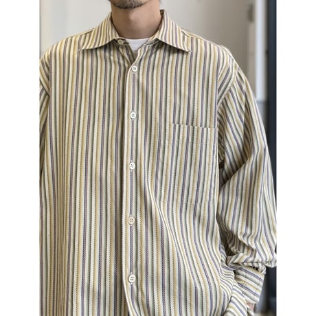 1990's "Ermenegildo Zegna" Cotton jaqured fabric long sleeve shirt
