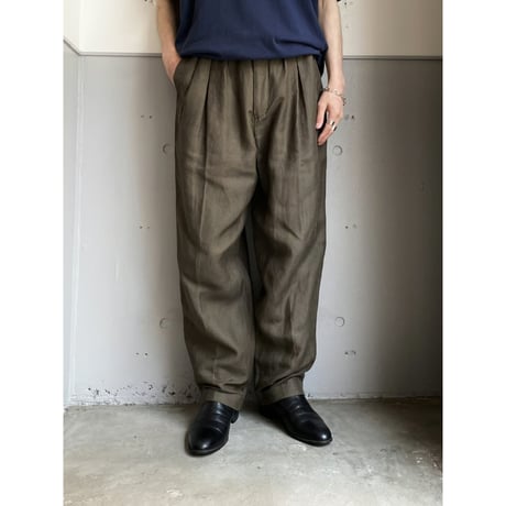 1990's Linen/Rayon fabric inverted pleats slacks pants