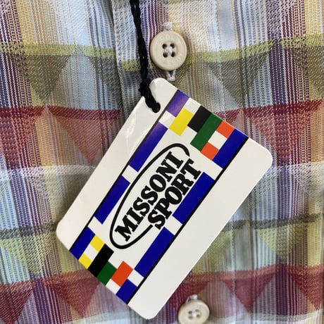 (Dead Stock) 1990's "MISSONI SPORT" Cotton jaquard fabric long sleeve shirt