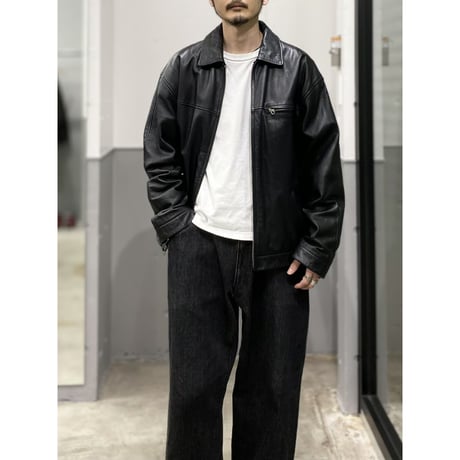 1990's Black leather sports jacket
