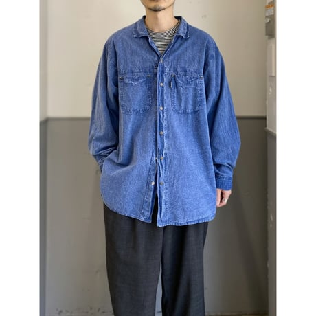 1990's "EZZE WEAR" HONEY-KOMB COTTON L/S SHIRT