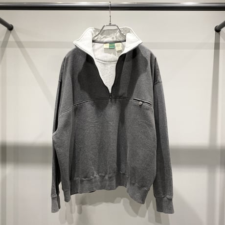 2000's Wide & Short silhouette half zip design sweat shirt