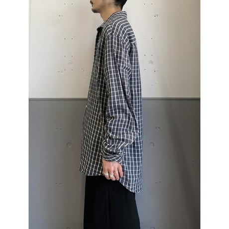 2000's "BILL BLASS" Linen × Cotton plaid pattern long sleeve shirt