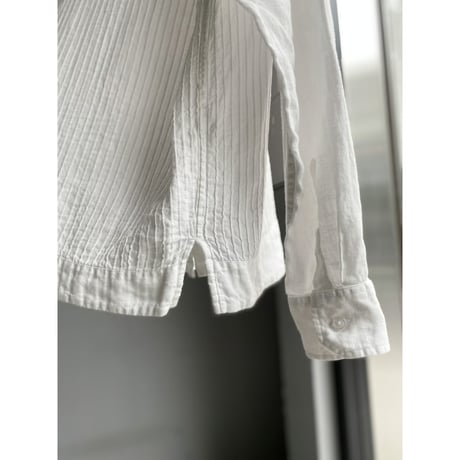 1990's-2000's Pleated design open collar linen shirt