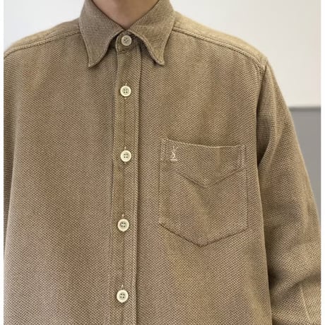 1990's "Yves Saint Laurent" Herringbone fabric long sleeve shirt