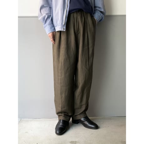 1990's Linen/Rayon fabric inverted pleats slacks pants