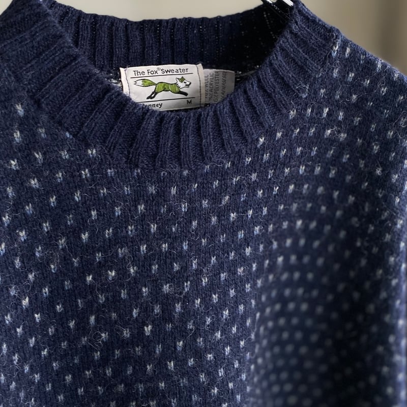 JCPenney The Fox Sweater ネイビー M The Fox Sweater JCPenney Union Label Made USA Mens M Blue