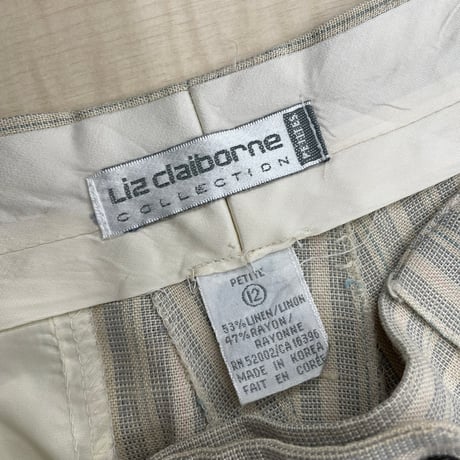 1980's-1990's "Liz claiborne" Linen / Rayon fabric 2tuck slacks pants