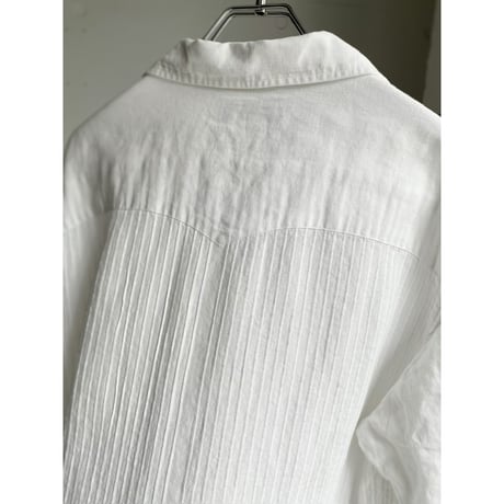 1990's-2000's Pleated design open collar linen shirt