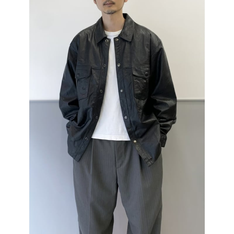 1990's Black leather shirt | Rabble. online store