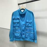 1980's-1990's Turquoise blue multi pocket design jacket