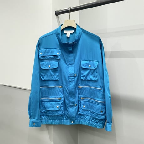1980's-1990's Turquoise blue multi pocket design jacket