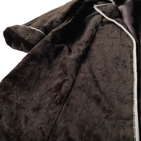 1980's FRANCE MADE Piping design fake fur coat