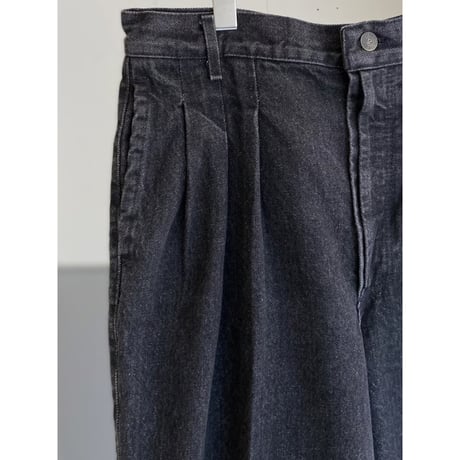 1980's "pierre cardin" Black denim 3tuck slacks pants