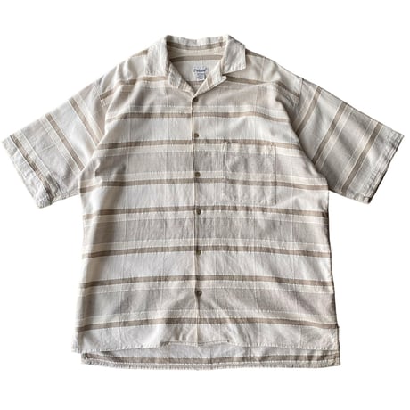 1990's Hand Woven Striped open collar cotton shirt