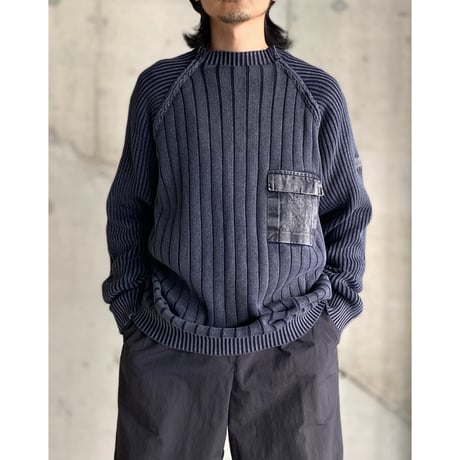 2000's Dual zip design cotton rib knit sweater