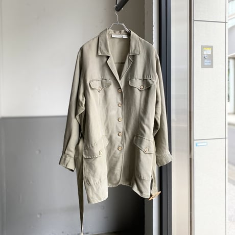 1980's-1990's "ELISABETH A LIZ CLAIBORNE" Linen / Rayon fabric safari jacket