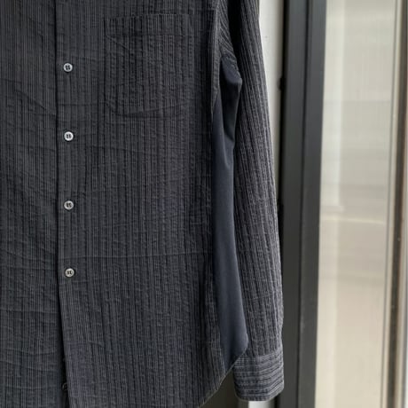 2000's "ARMANI COLLEZIONI" Striped crepe fabric long sleeve shirt