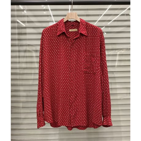1990's "J.STEVENS" Viscose Fabric Dot Pattern Long Sleeve Shirt