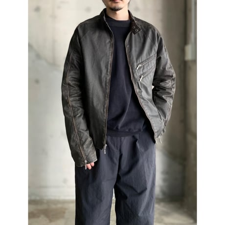 2000's "GUESS" Arm zipper design coated riders jacket