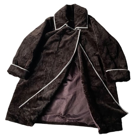 1980's FRANCE MADE Piping design fake fur coat