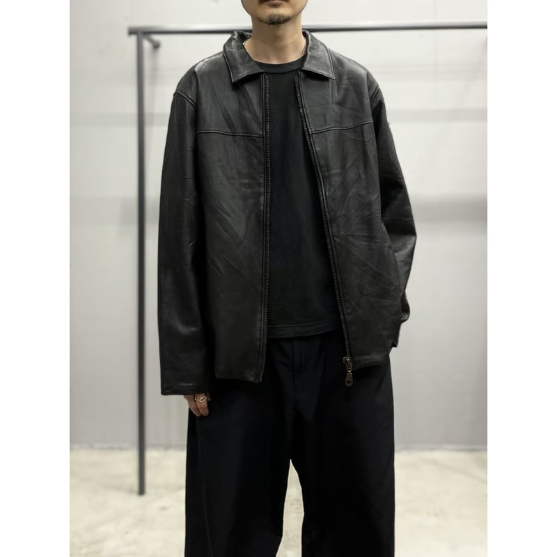 1990's-2000's Black leather drizzler jacket | R
