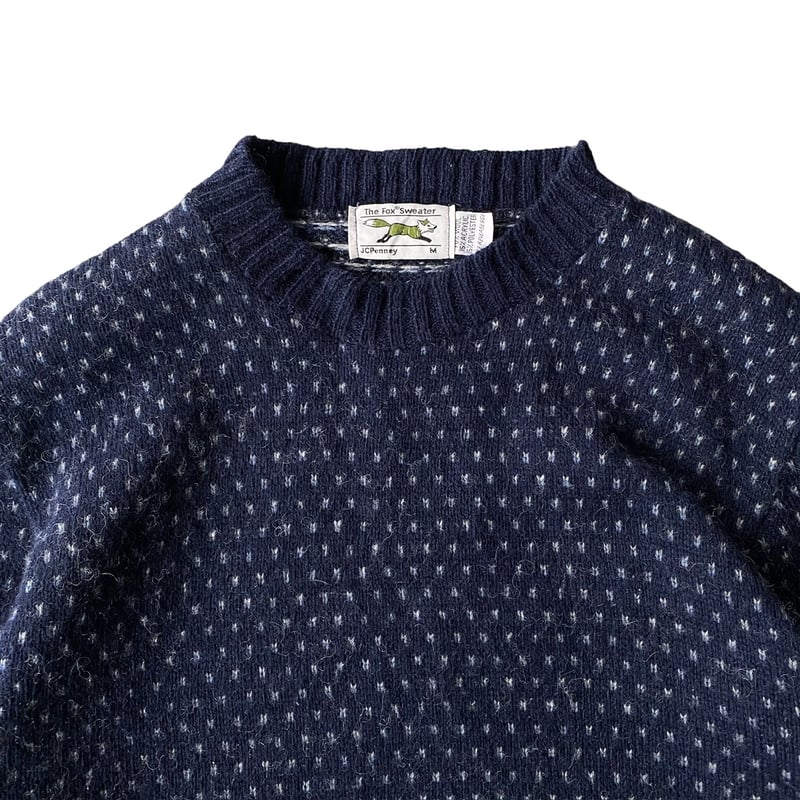 JCPenney The Fox Sweater ネイビー M JC Penney」「The fox Sweater」ネイビー カーディガン - 古着屋