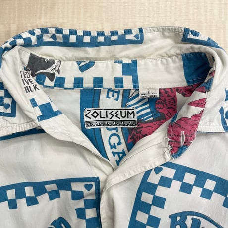 1980's〜 "COLISSEUM"  Feed sack printed long sleeve shirt