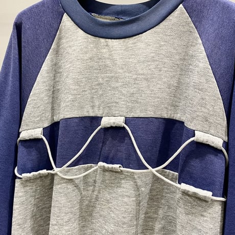 1990's Two tone color drawstring design sweat shirt