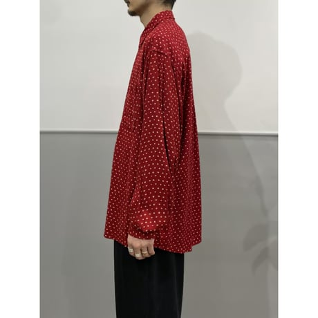 1990's "J.STEVENS" Viscose Fabric Dot Pattern Long Sleeve Shirt