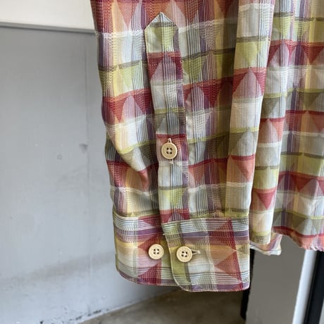 (Dead Stock) 1990's "MISSONI SPORT" Cotton jaquard fabric long sleeve shirt