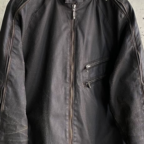 2000's "GUESS" Arm zipper design coated riders jacket